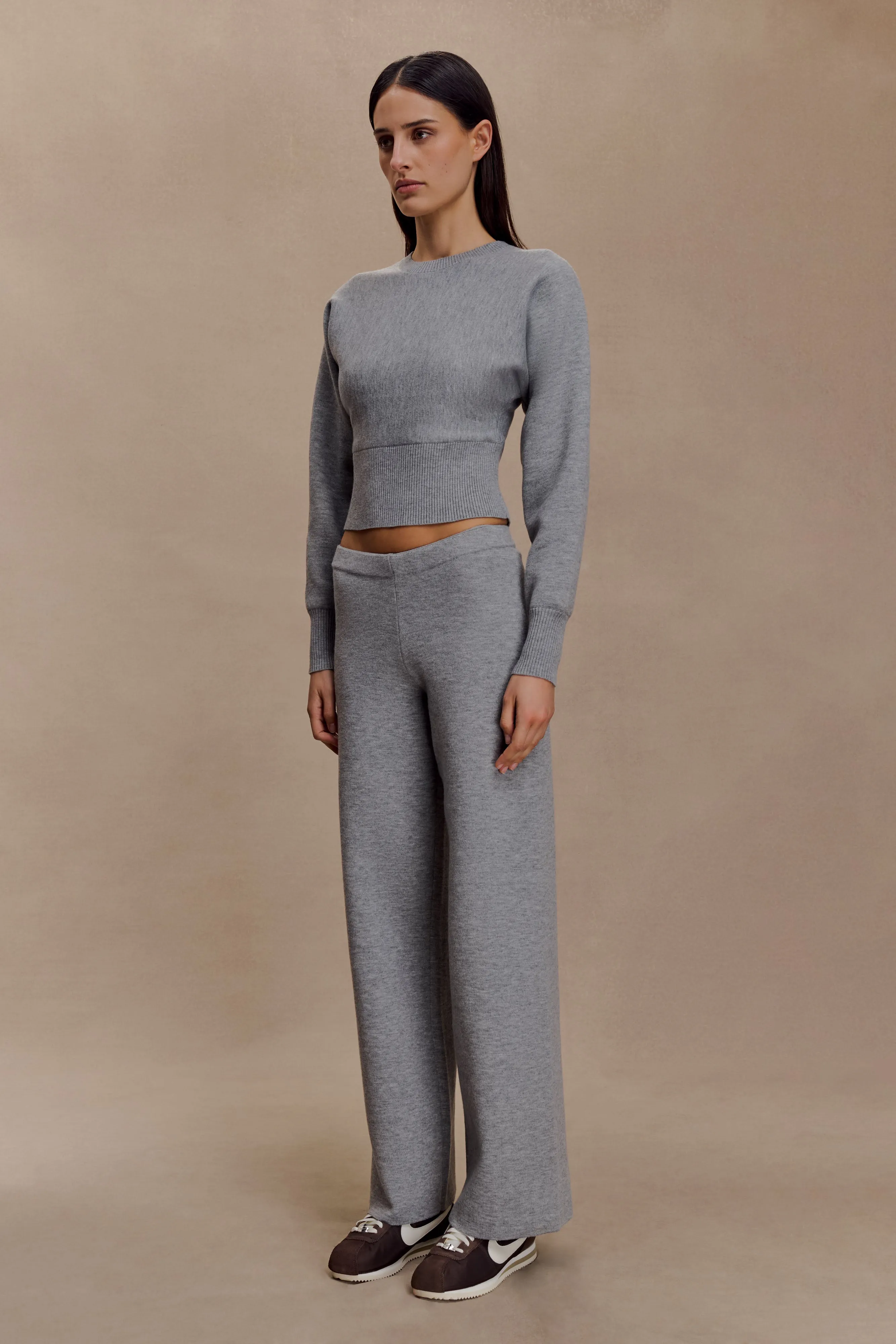 Ciaralee Cinched Waist Jumper- Grey Marle Minimal Detailing HiddenPockets