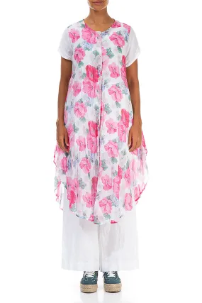 AbrasionResistant High End Look Buttoned Peony Blossom Cotton Tunic Vest