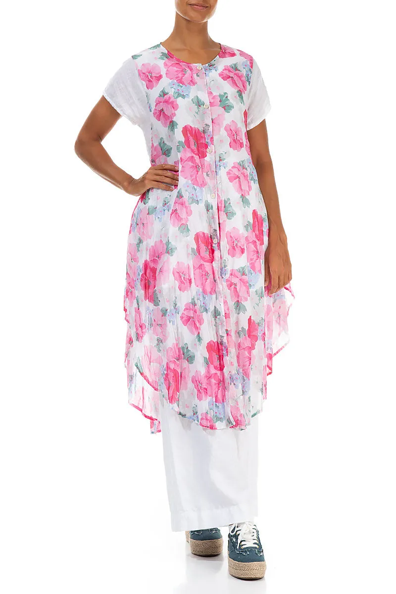 Essential Style AntiStaticFinish Buttoned Peony Blossom Cotton Tunic Vest