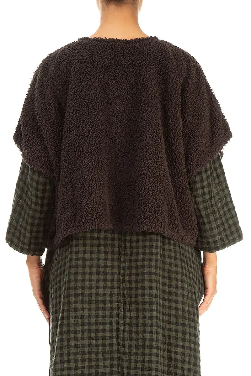 ConvertibleCollar Forest Brown Teddy Cotton Gilet