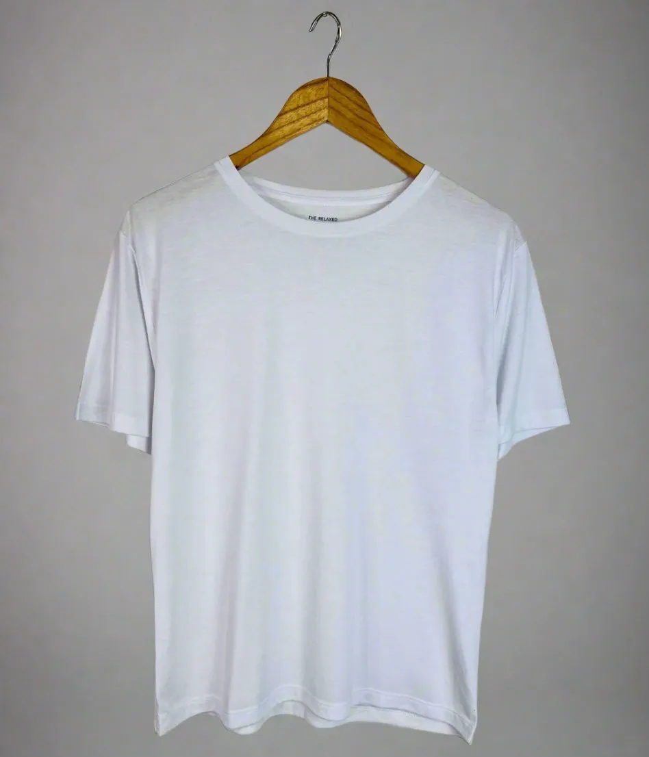 Luxury Touch White Relaxed Short Sleeve Tee