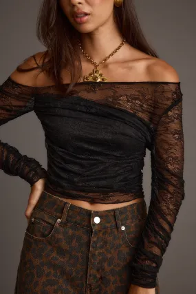 Ramona Black Lace Off The Shoulder Top TaglessDesign