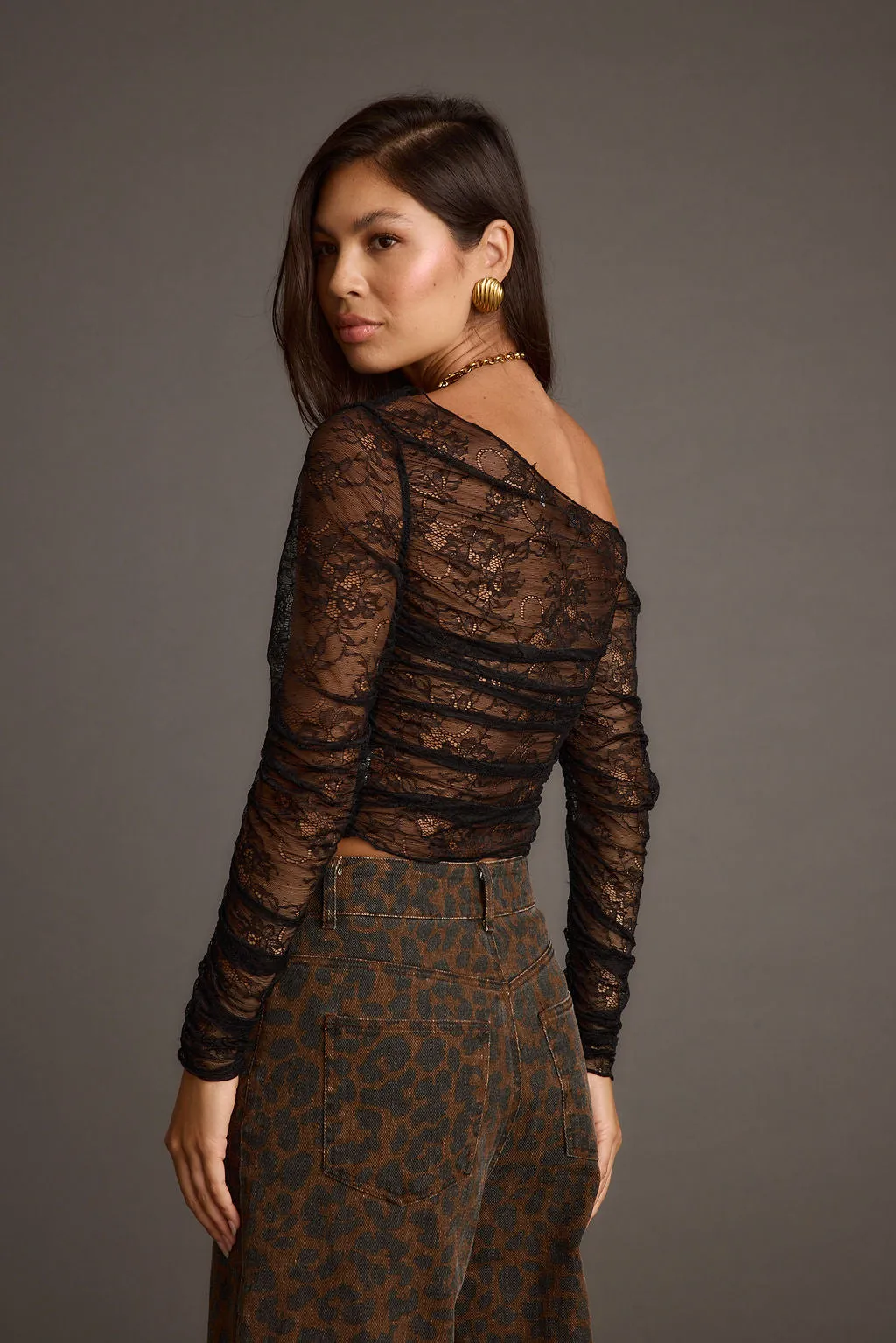 Ramona Black Lace Off The Shoulder Top MultiFunctionalPockets Lightweight Blouse