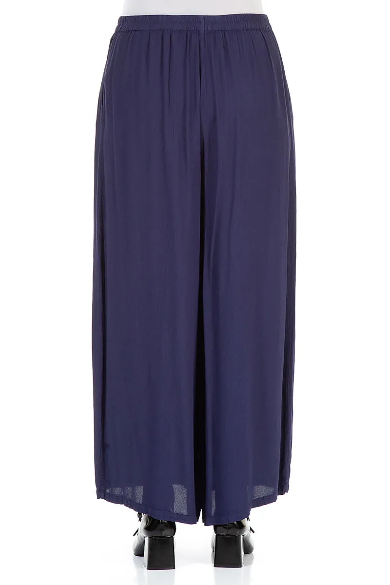 Wide Amethyst Viscose Trousers Flexible Waistband Adjustable Closure
