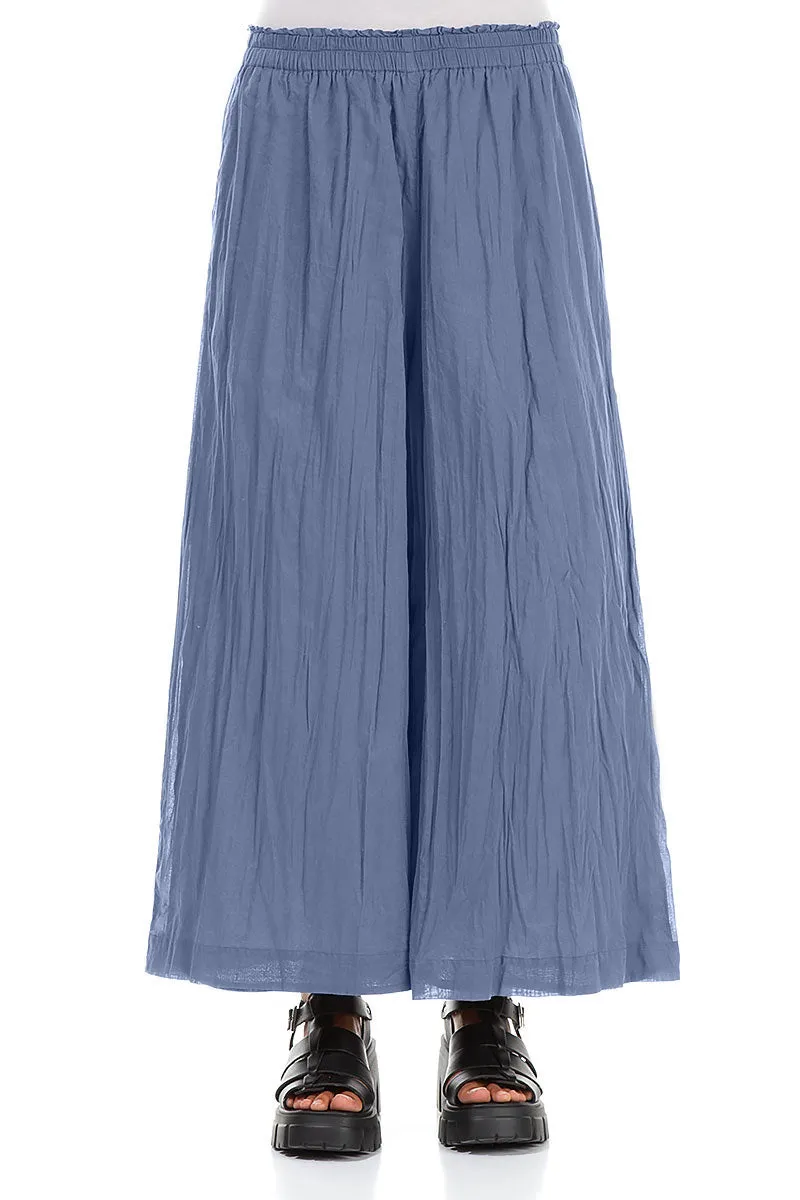 Layer-Friendly Wide Blue Nova Crumpled Cotton Trousers