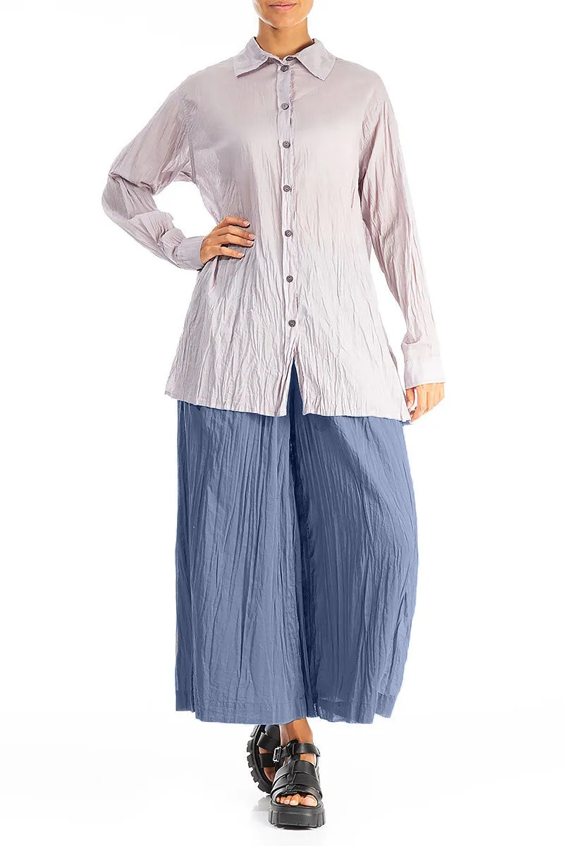 Wide Blue Nova Crumpled Cotton Trousers Comfortable fit Outdoor Comfort Fit