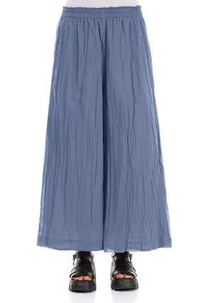 Layer-Friendly Wide Blue Nova Crumpled Cotton Trousers