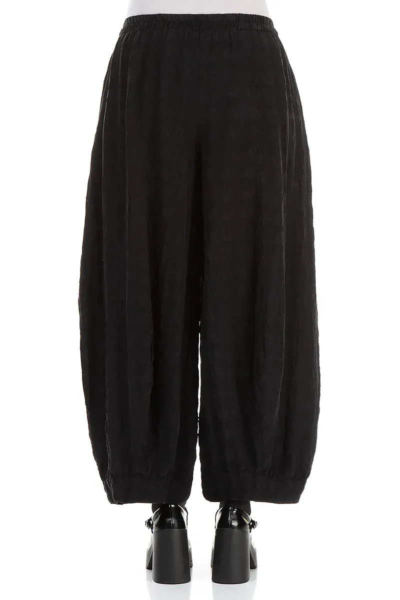 Quick Wear Fit Wide Bubble Black Silk Trousers