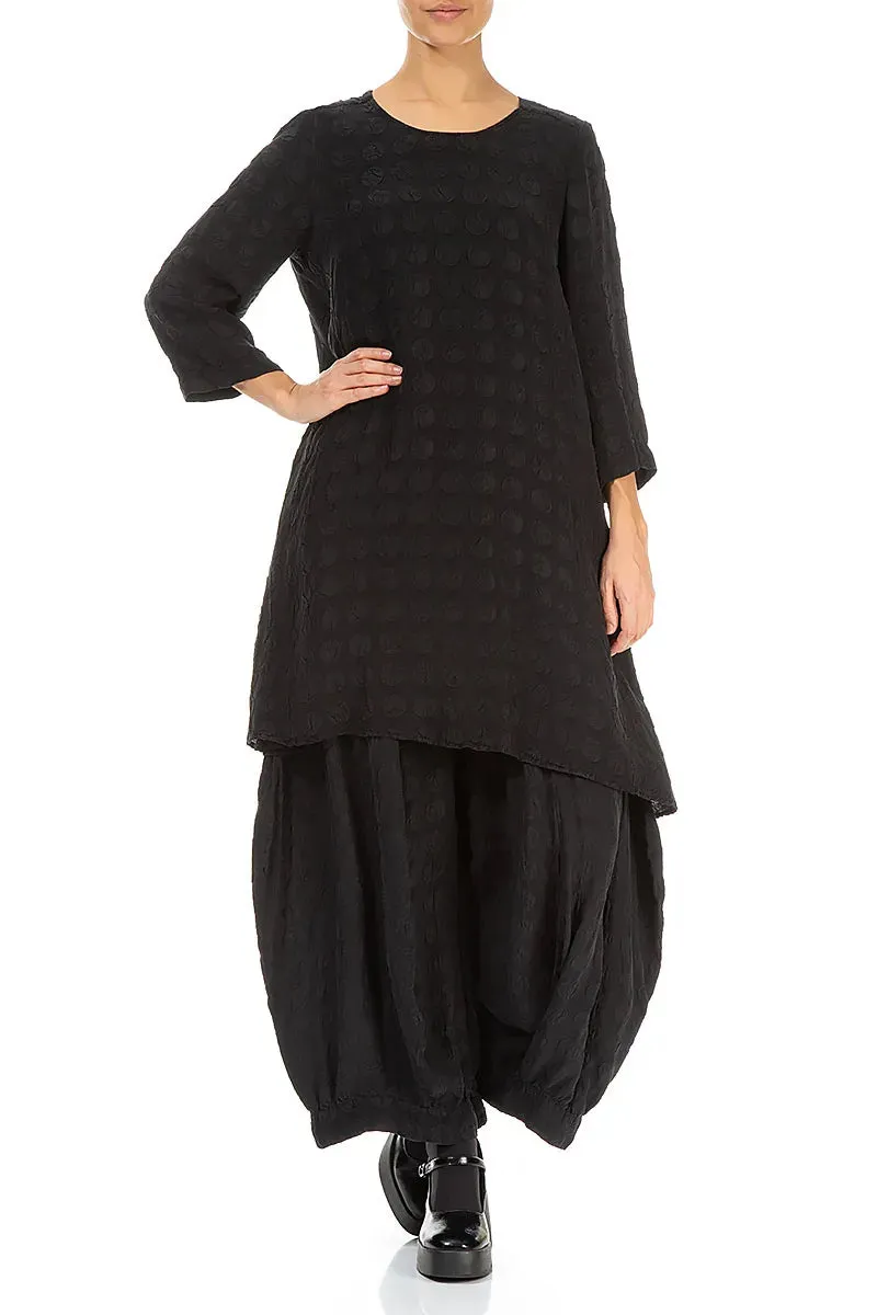 Cozy Touch Wide Bubble Black Silk Trousers