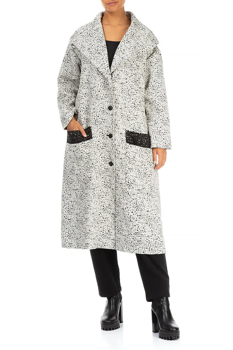 Wide Collar Dotty Wool Swing Coat Eco Friendly Dye