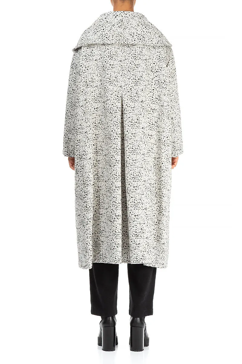 Weekend Ready Look Convertible Features Wide Collar Dotty Wool Swing Coat