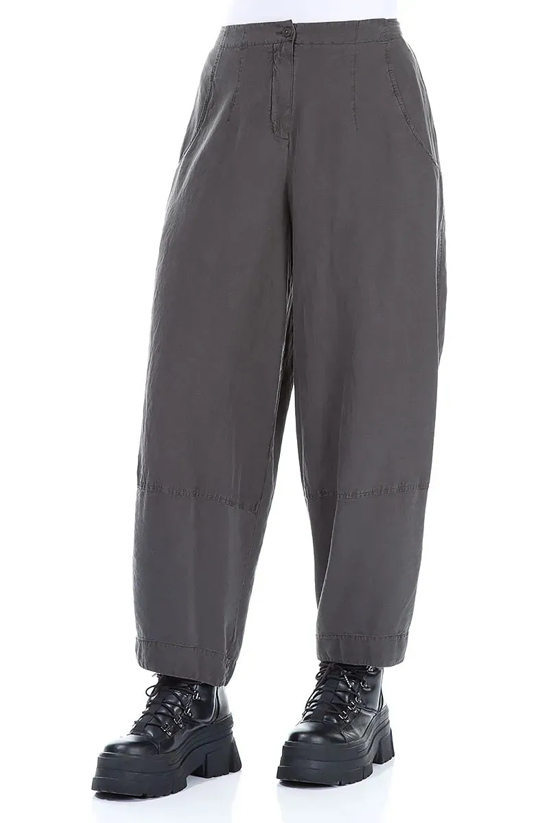 Stay Dry Wide Cropped Forest Brown Silk Linen Trousers