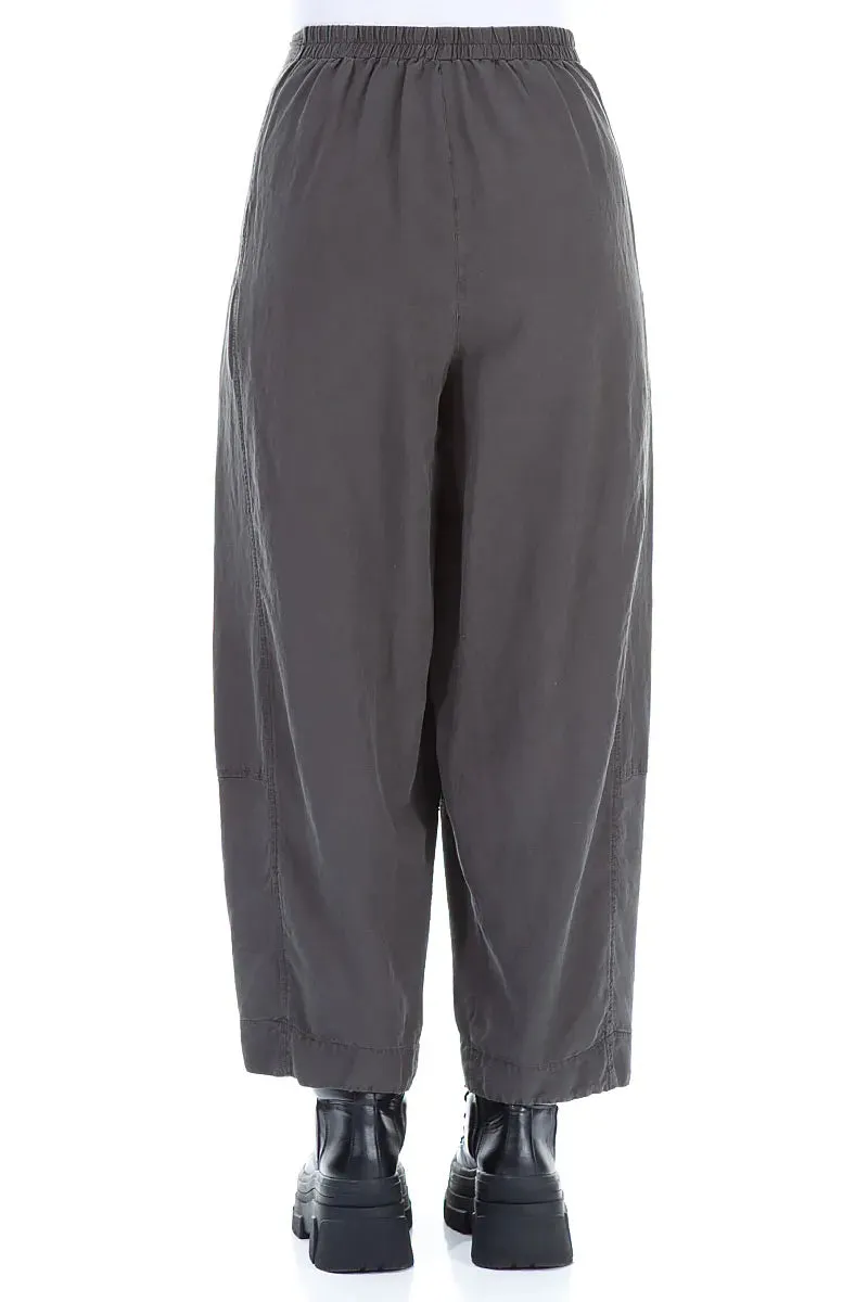 Wide Cropped Forest Brown Silk Linen Trousers No Fuss Fit Weather Ready