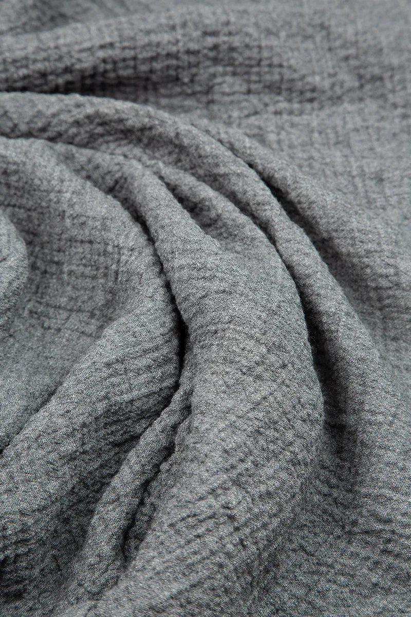 Wide Grey Wool Trousers Athletic Fit
