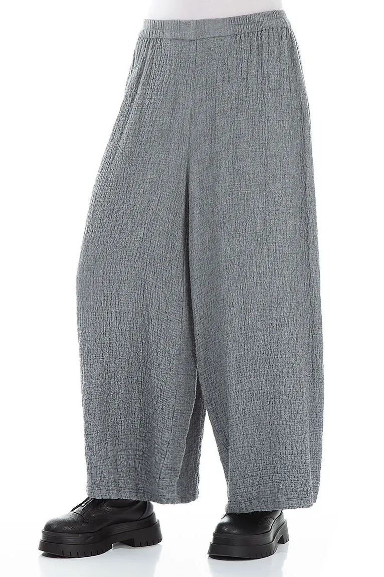 Wide Grey Wool Trousers Durable Comfort ReflectiveAccentDetails