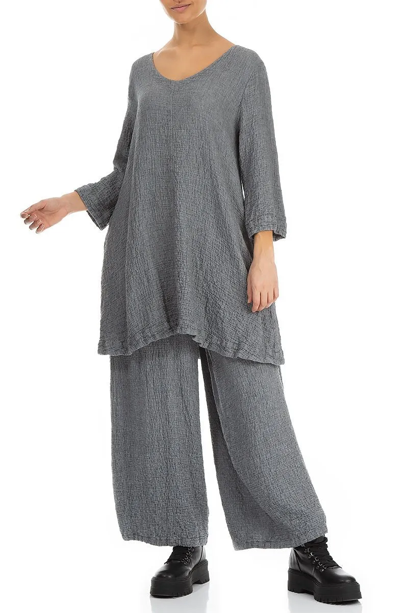 Wide Grey Wool Trousers Casual Chic Essential Look