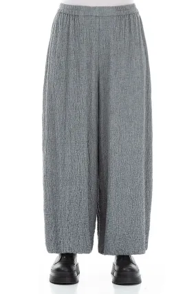 Wide Grey Wool Trousers No Gap Waist Construction