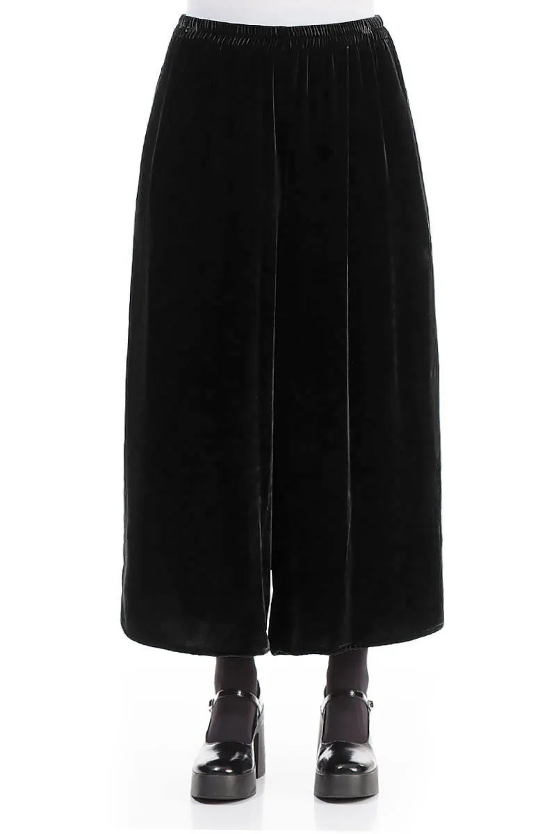 Wide Loose Black Silk Velvet Trousers Ultimate Wear High Quality Material