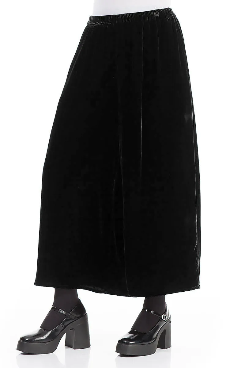 Odor Resistant Wide Loose Black Silk Velvet Trousers