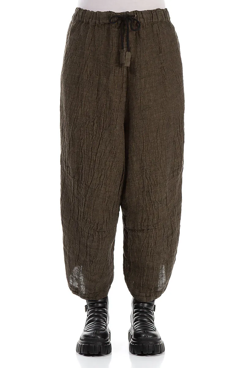 Wide Tie Up Silver Sage M??lange Linen Trousers Flex Wear Design Layer Friendly