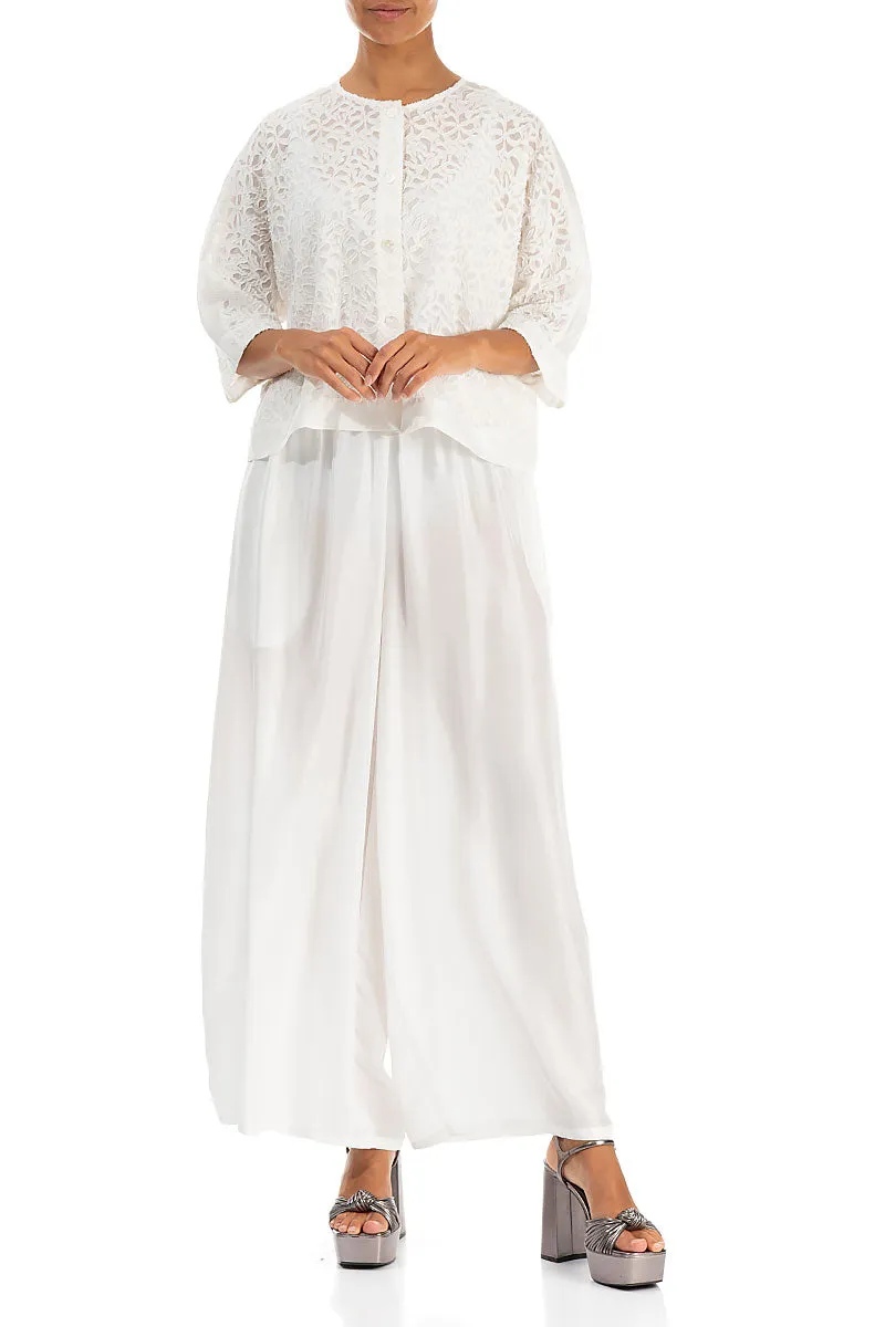 Non slip grip Breathable Material Wide White Silk Bamboo Trousers