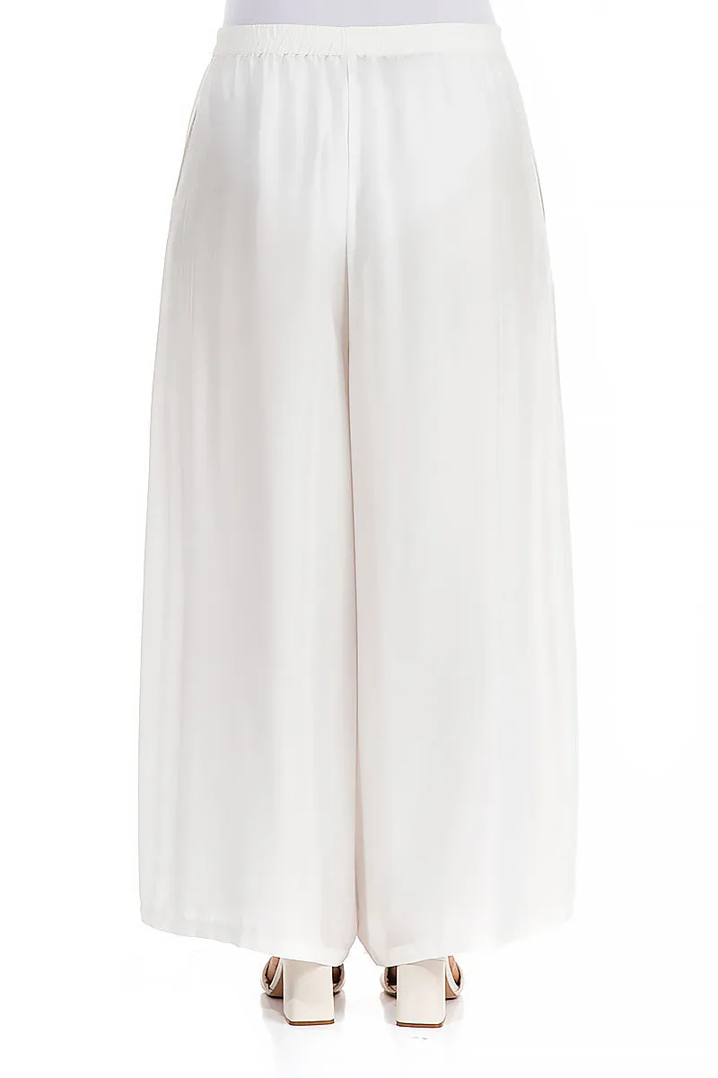 Wide White Silk Bamboo Trousers Active Flex Layered Wear