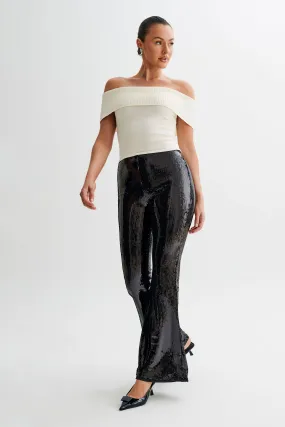 Comfortable Wear Active Design Wilma Wide Leg Sequin Pants - Black