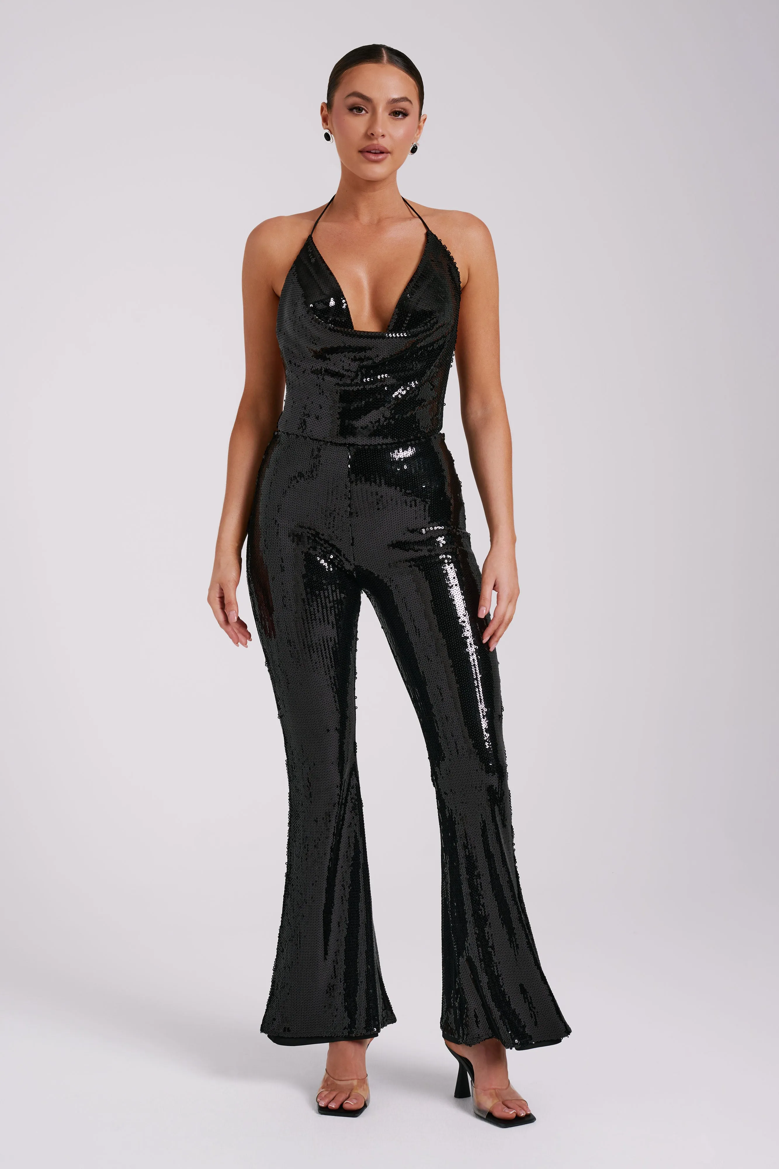 Wilma Wide Leg Sequin Pants - Black AllDayCompression All Season