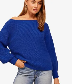 Blue Boat Neck Knitted Jumper Chill Ready
