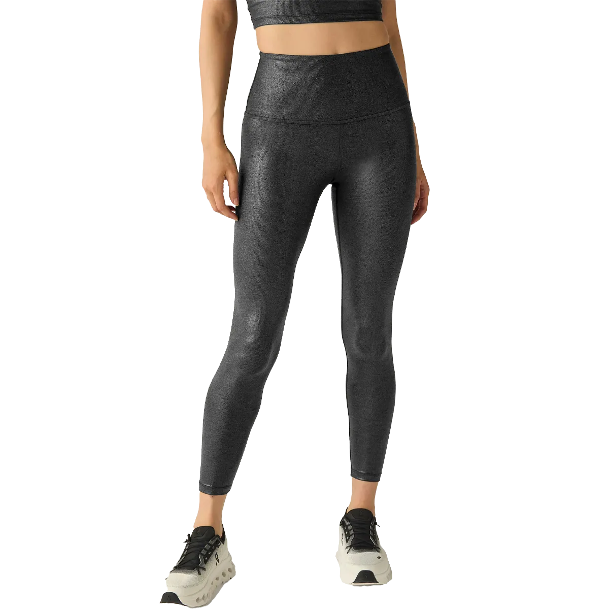 Functional Fashion Twill Weave Texture Women's High Waisted Midi Legging