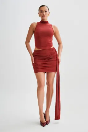 Wren Slinky Mini Skirt - Cherry Red Slim Wear Design