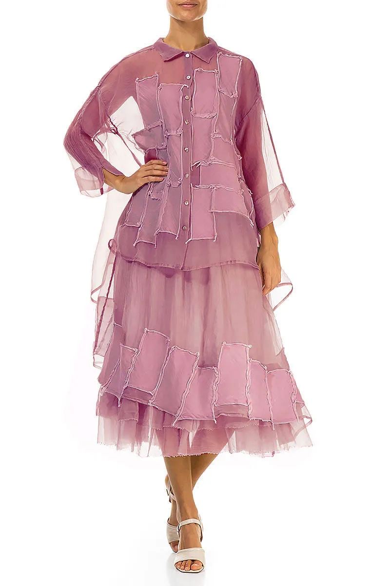 Patch D??cor Mauve Taupe Silk Chiffon Skirt Sustainable Asymmetrical Cut