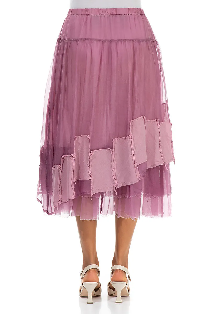 Opaque Lining Cool Details Patch D??cor Mauve Taupe Silk Chiffon Skirt
