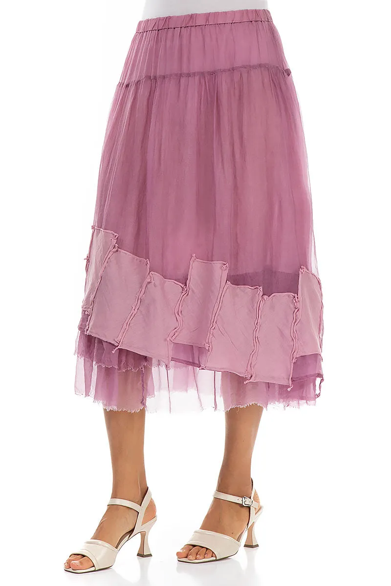 On-The-Go Outfit Diagonal Slit Patch D??cor Mauve Taupe Silk Chiffon Skirt