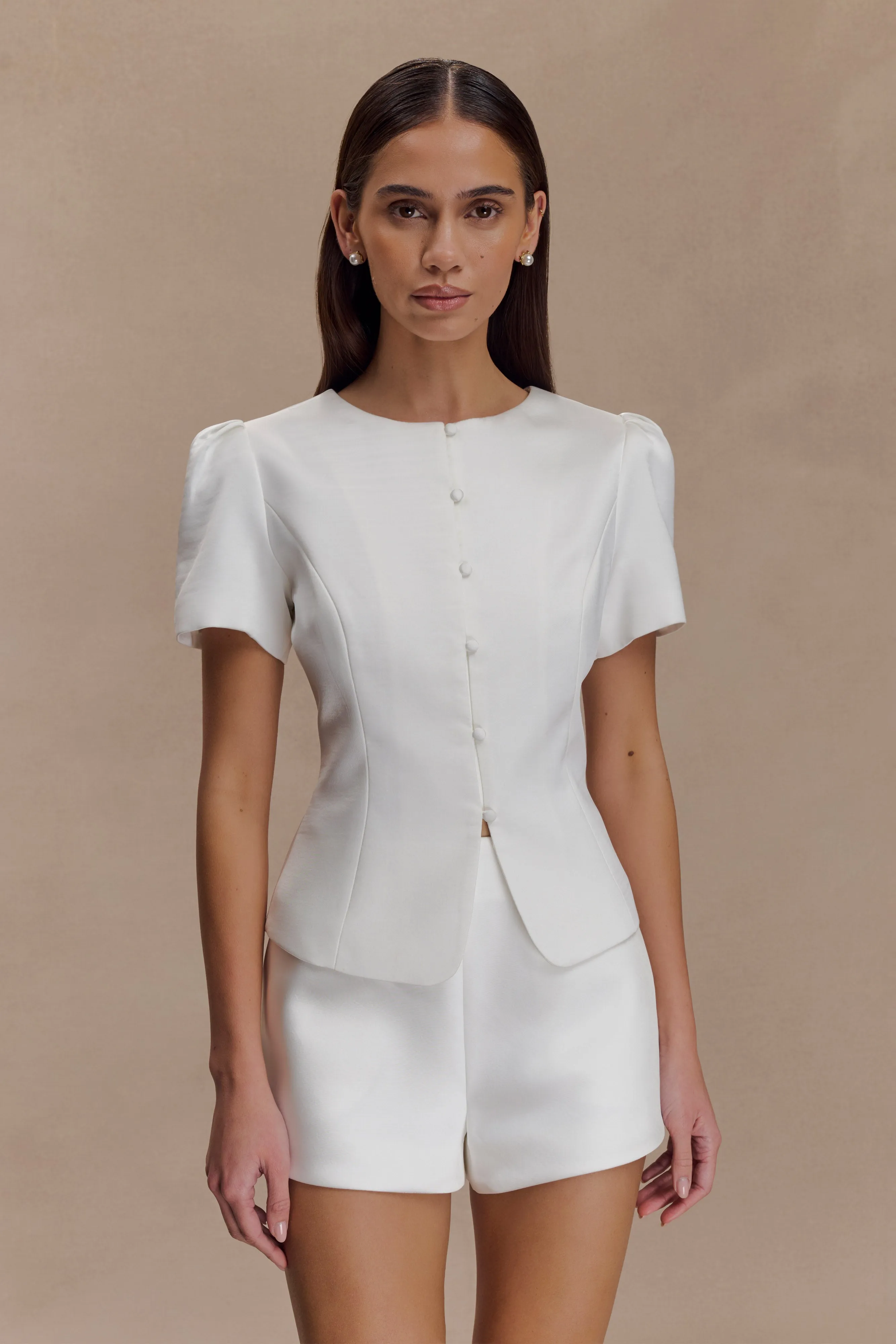 Recyclable Fabric Blend Soft and Light Anne Satin Mini Short - White