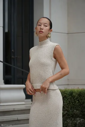 Azalea Sleeveless Knit Top - Wheat Shrinkage Prevention Treatment AbrasionResistant Finish