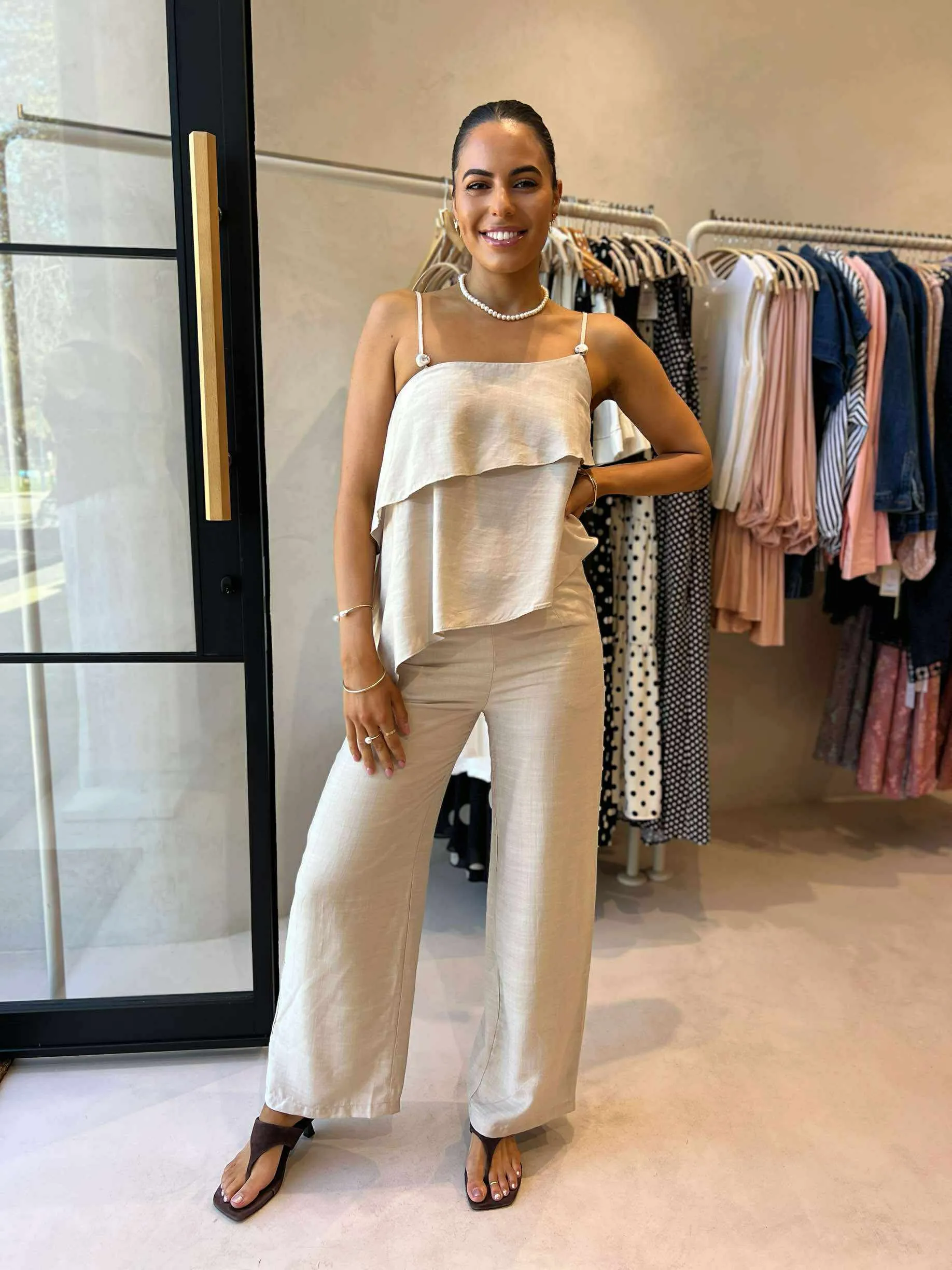 Contrast Stitch Detailing casual top ARIA ASYMMETRIC SET