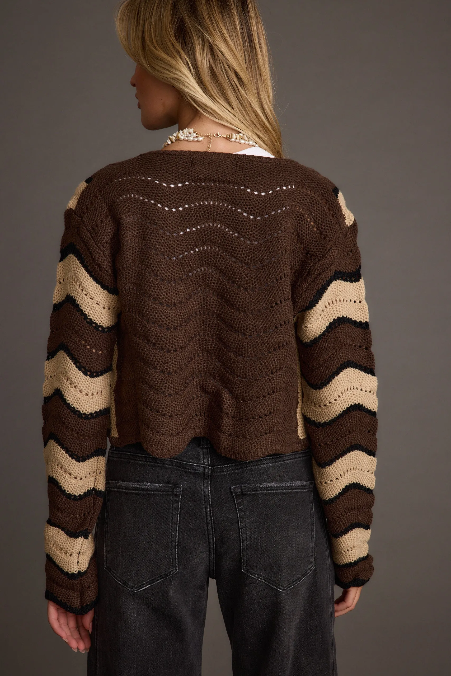 ThermalRegulationLayer Nikki Retro Printed Brown Cardigan