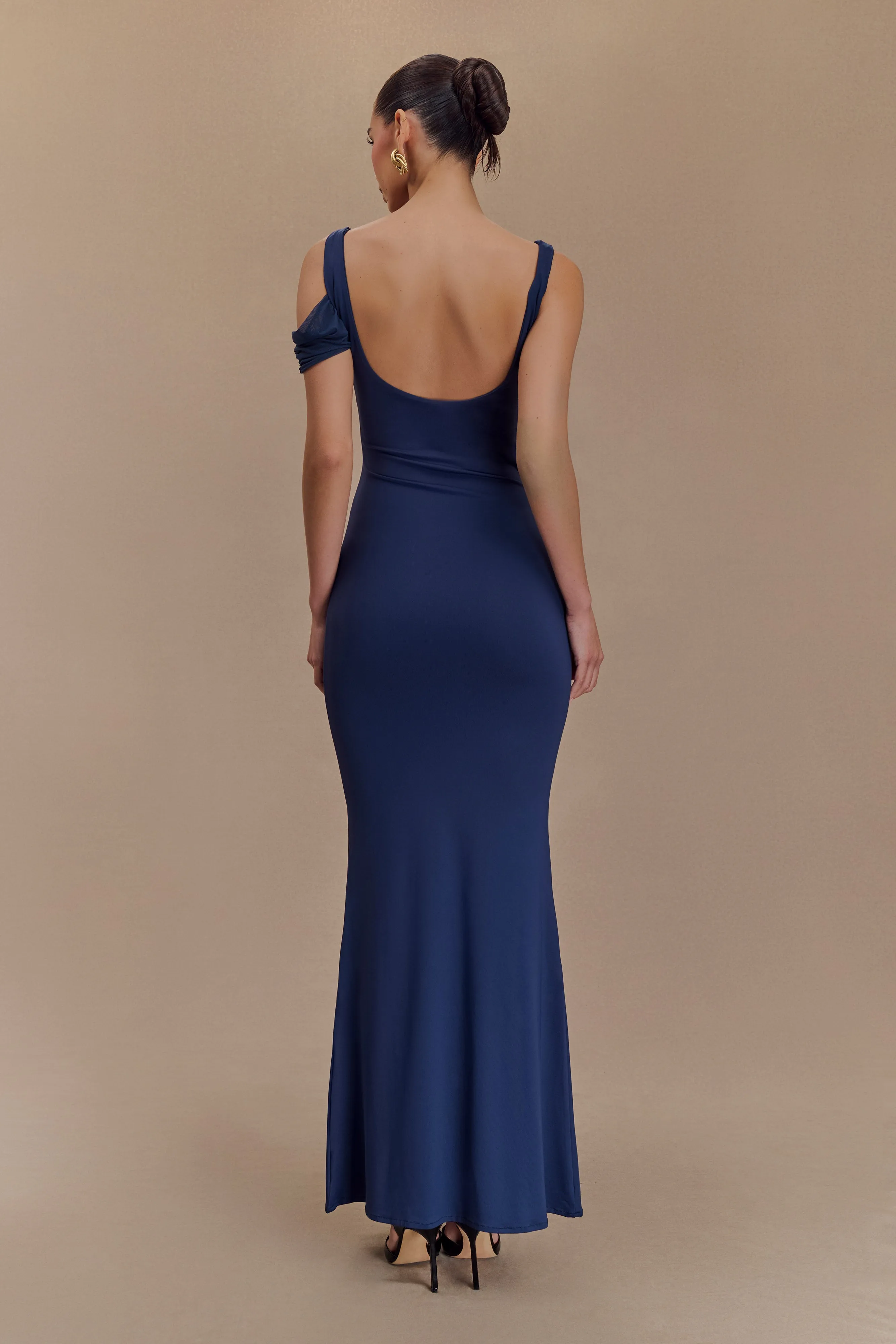 Janette Recycled Nylon And Mesh Sleeveless Maxi Dress - Navy Office Cool
