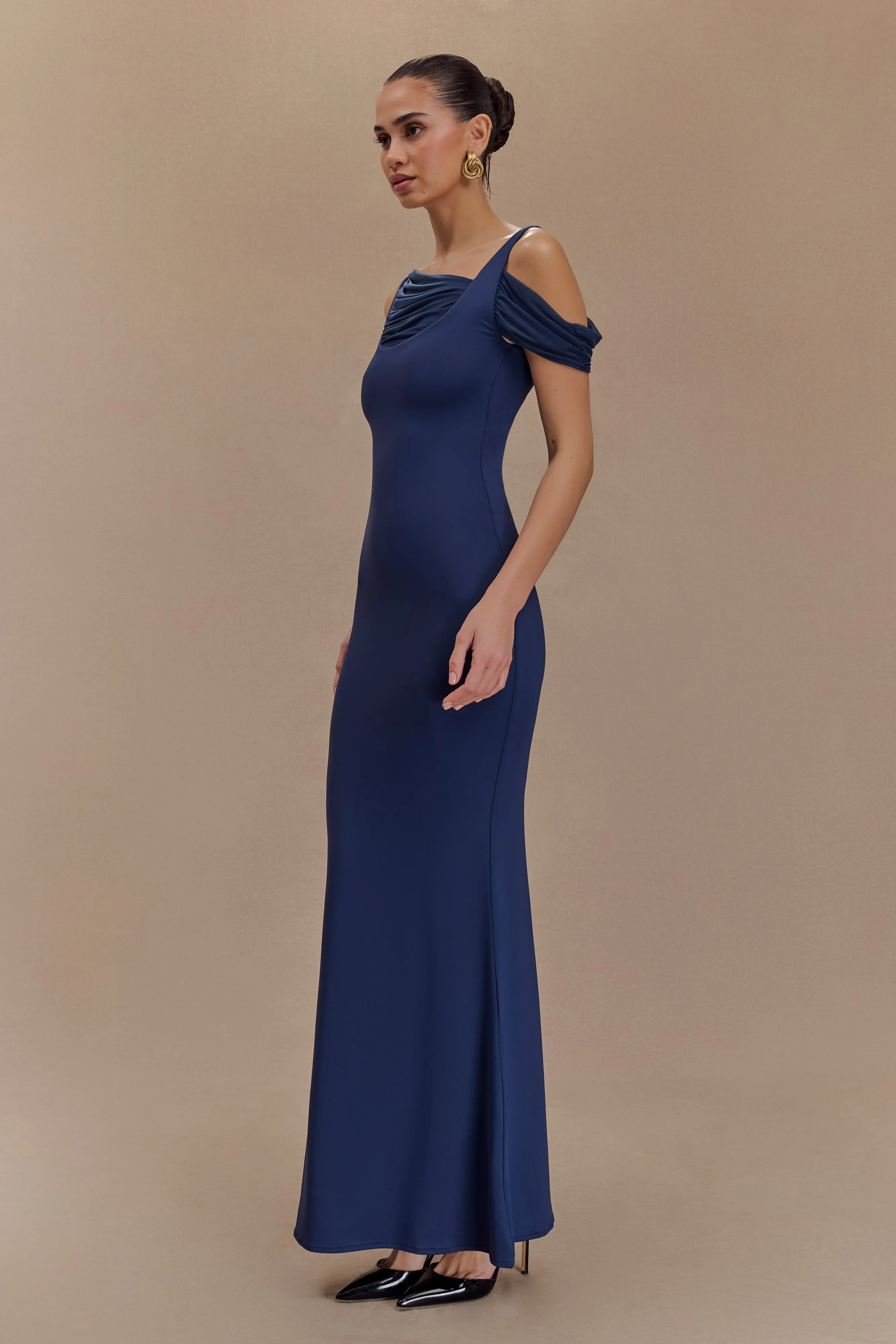 Soft Layers Janette Recycled Nylon And Mesh Sleeveless Maxi Dress - Navy
