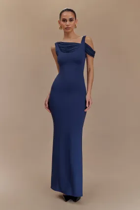 Kimono-Sleeve Janette Recycled Nylon And Mesh Sleeveless Maxi Dress - Navy
