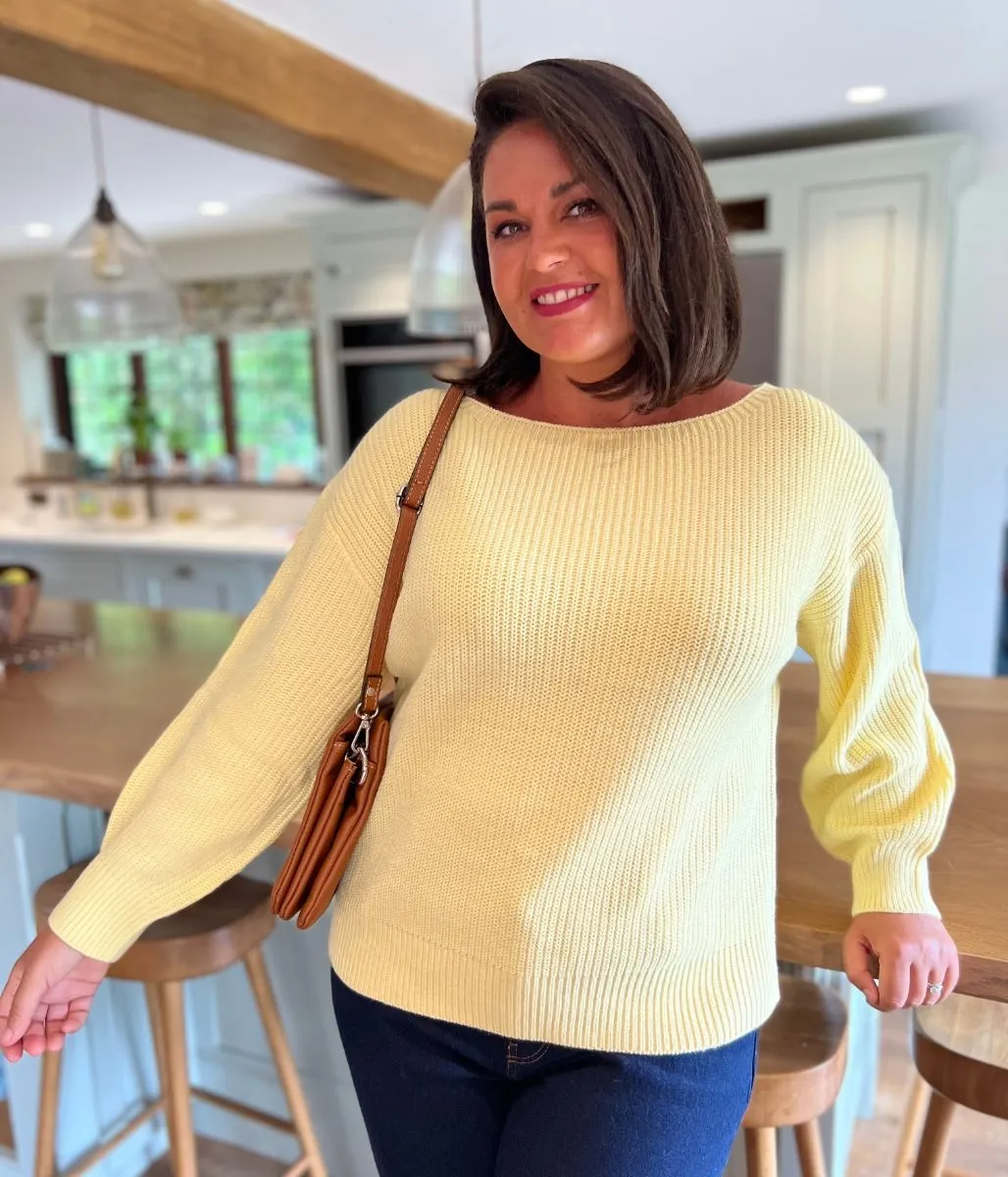 Yellow Boat Neck Knitted Jumper Layering Piece