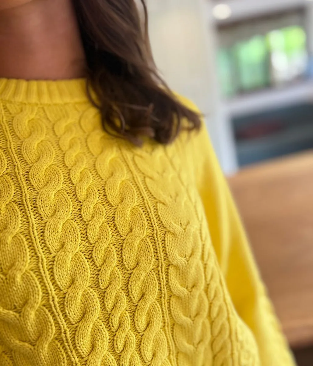 Winter Apparel Yellow Textured Cable Knit Jumper
