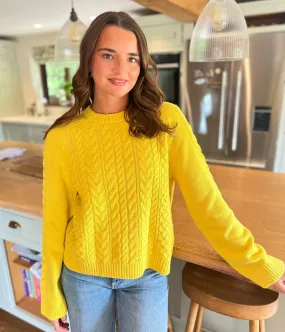 Layered Fit Yellow Textured Cable Knit Jumper