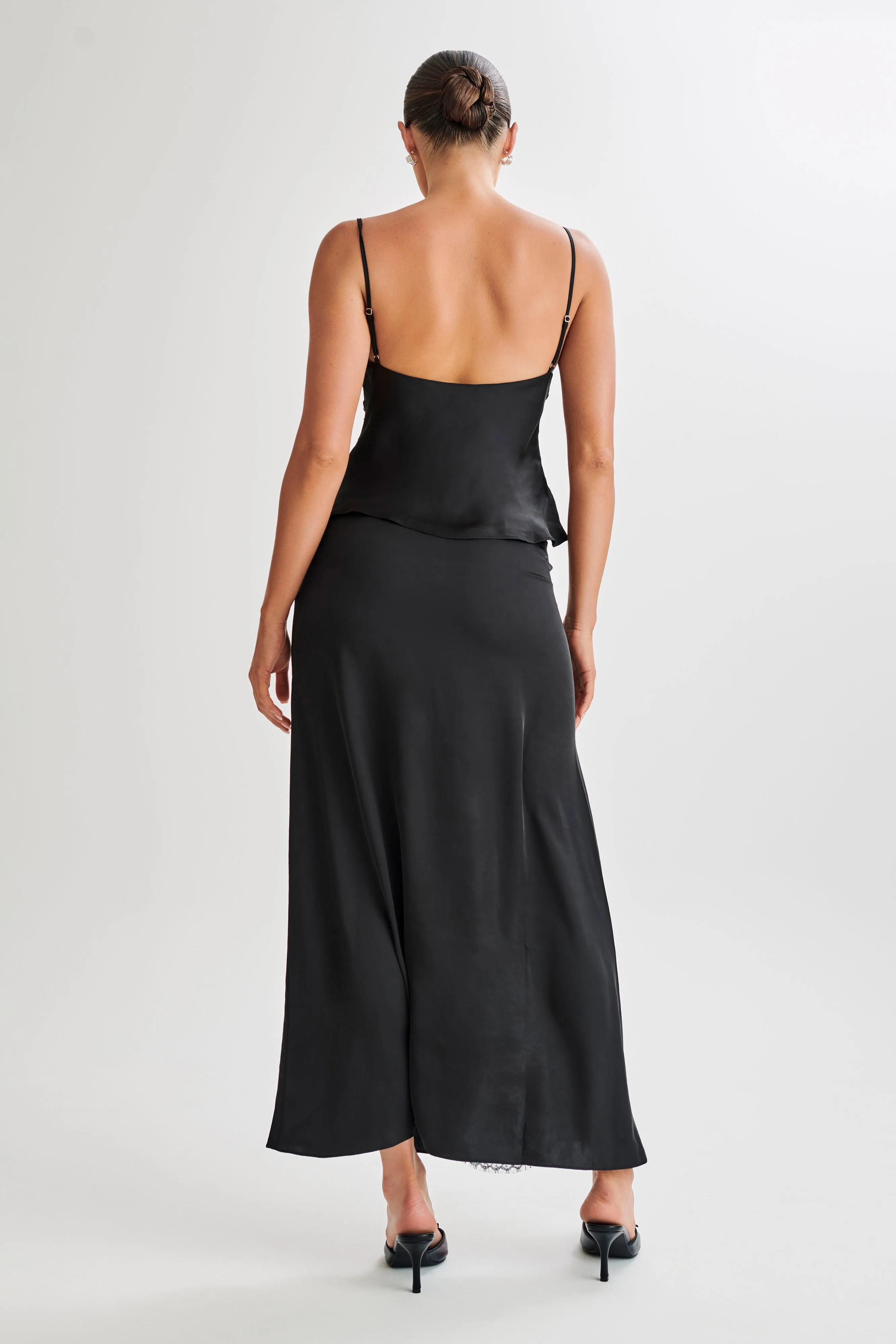 EcoDyeProcess Luella Satin Lace Cami Top - Black