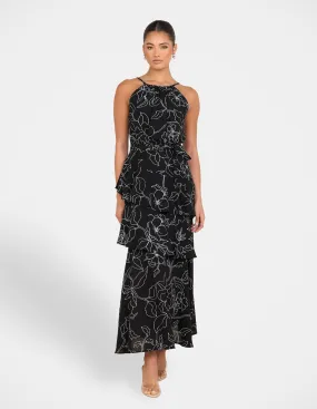 Yva Tiered Midi Dress Silky-Lining All Gender Fit