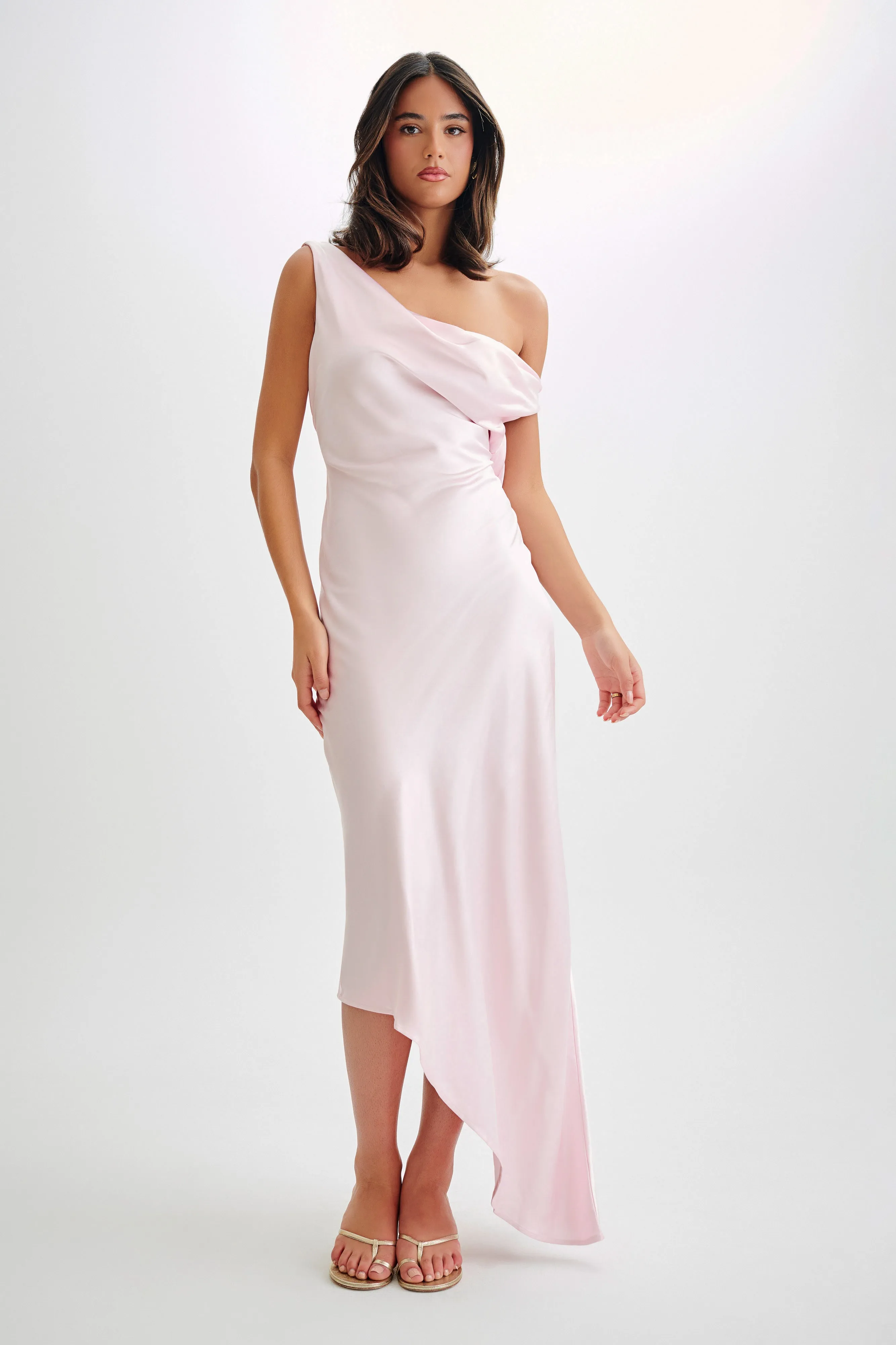 Smart Wear Ombre-Effect Yvette Slip Maxi Dress With Asymmetrical Hem - Pale Pink