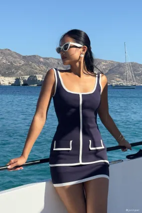 Becky Contrast Knit Top - Navy & Ivory Low Impact Manufacturing