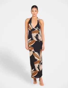 Zoya Print Mesh Maxi Dress Basic essential Cozy Design